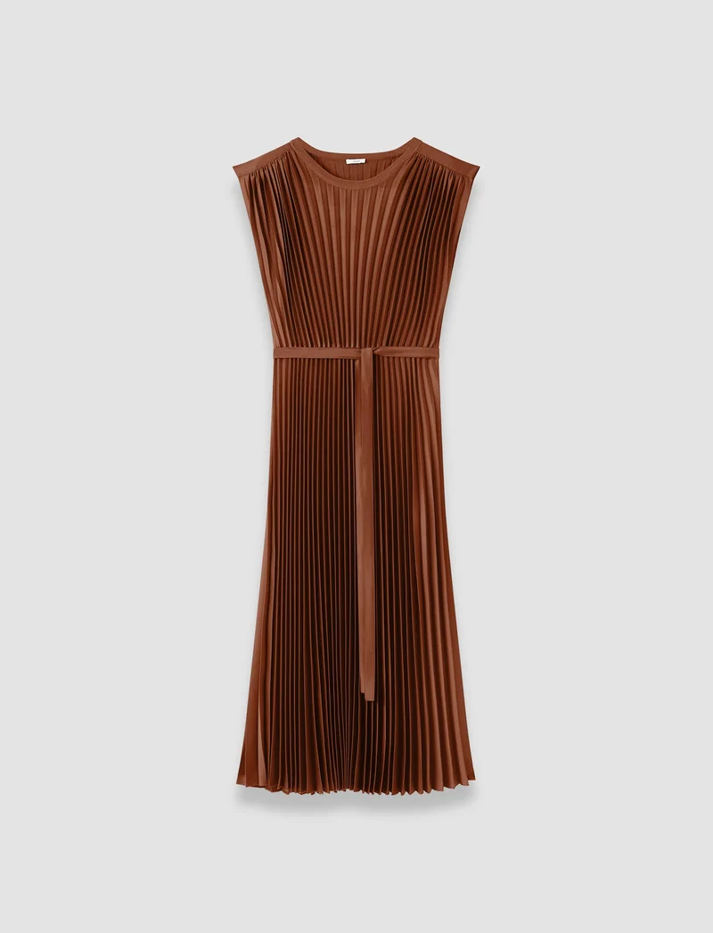 Volta Knit Weave Plisse Dress Cinnamon