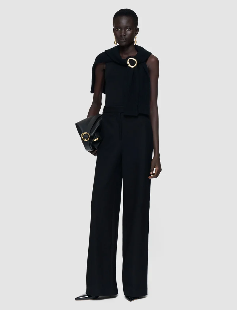 Yukio Gabardine Stretch Trousers Black