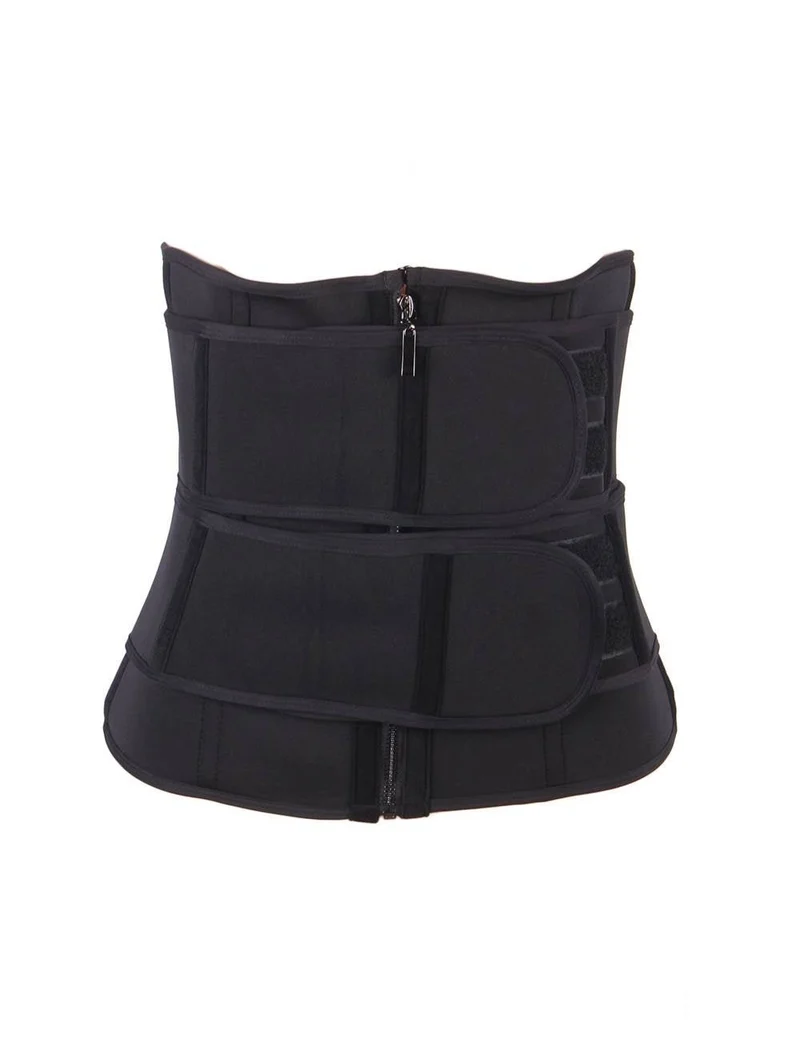 Schwarzer Neopren-Taillenformer – 15 Stahlstäbe & Doppelgürtel