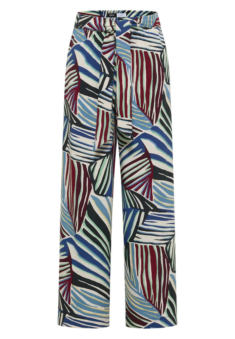 Wide Leg Hose mit Print und Gürteldetail