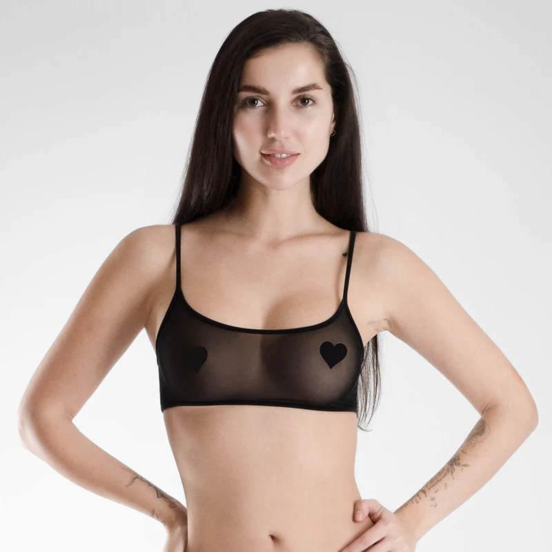 Transparent Black - Mesh Bralette