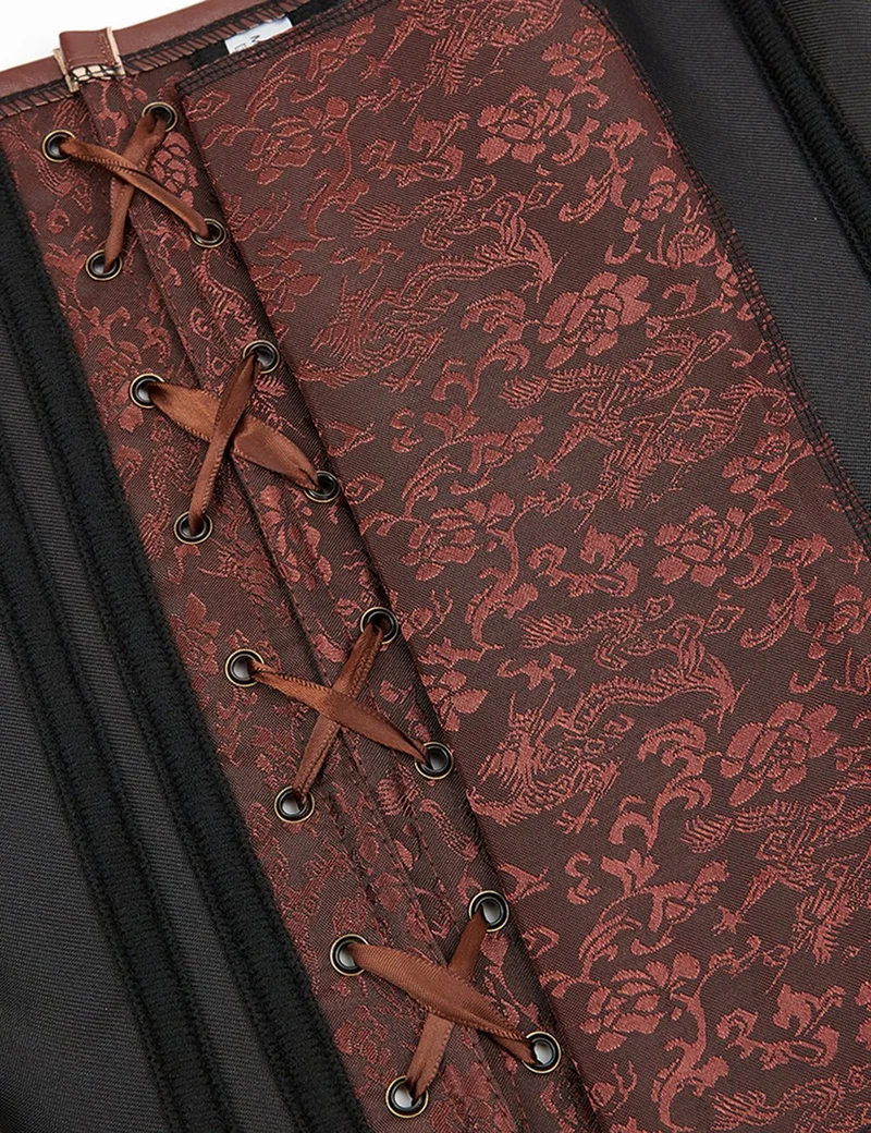Neckholder-Body aus kaffeefarbenem Kunstleder – Ketten, Nieten & 14 weiche Stäbchen
