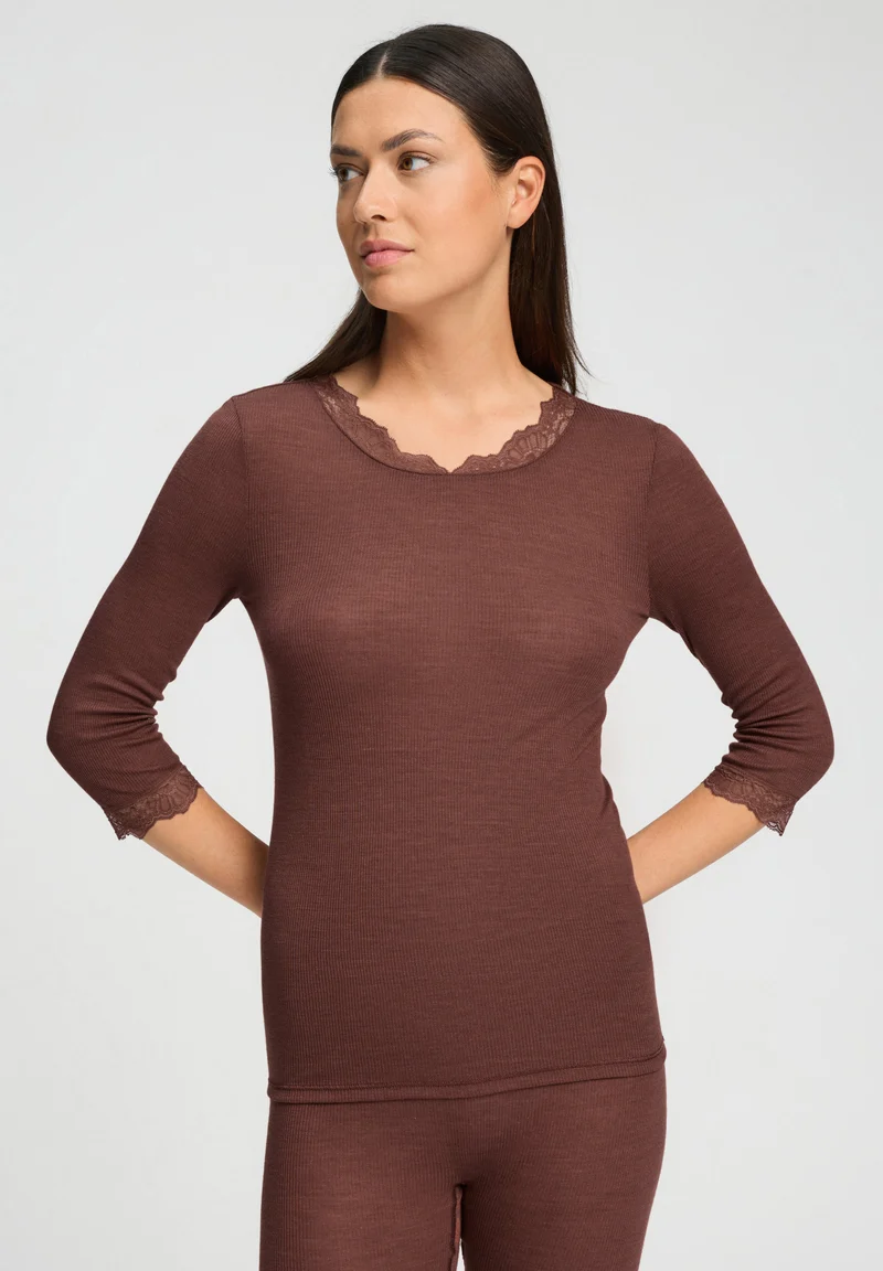 Woolen Lace 3/4 SLV Shirt | cinnamon 070769-072790
