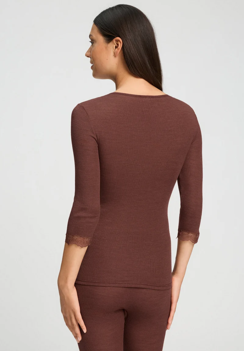 Woolen Lace 3/4 SLV Shirt | cinnamon 070769-072790