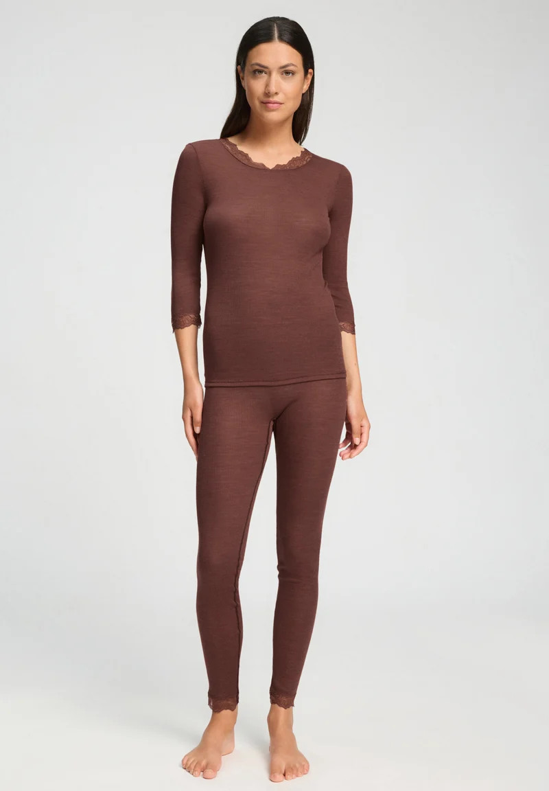 Woolen Lace 3/4 SLV Shirt | cinnamon 070769-072790