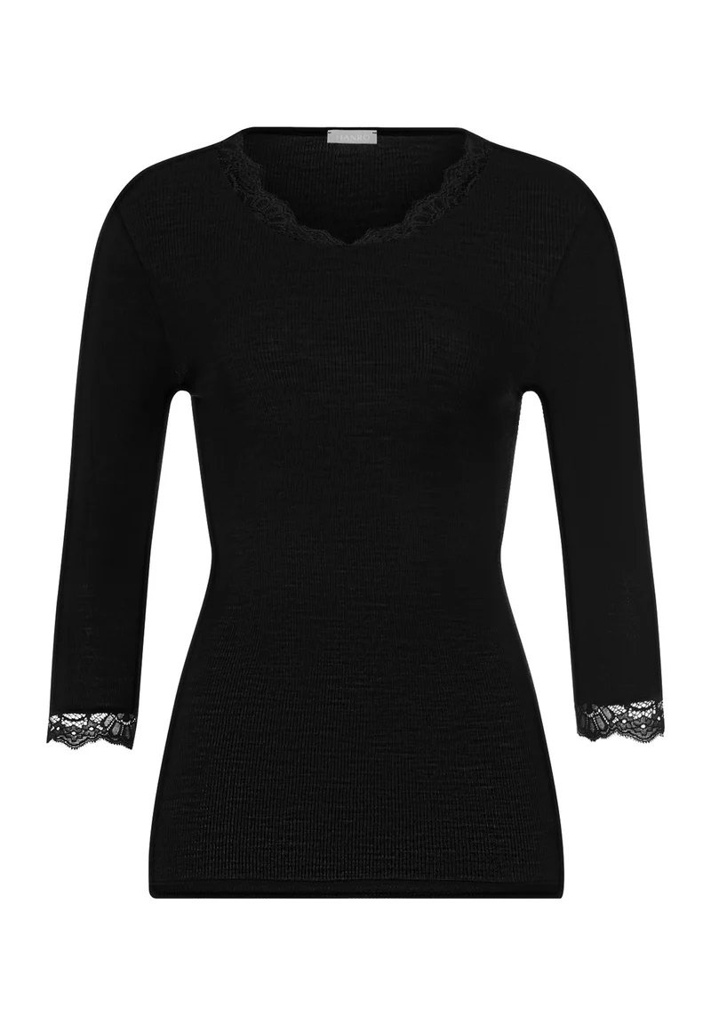 Woolen Lace 3/4 SLV Shirt | black 070769-070019