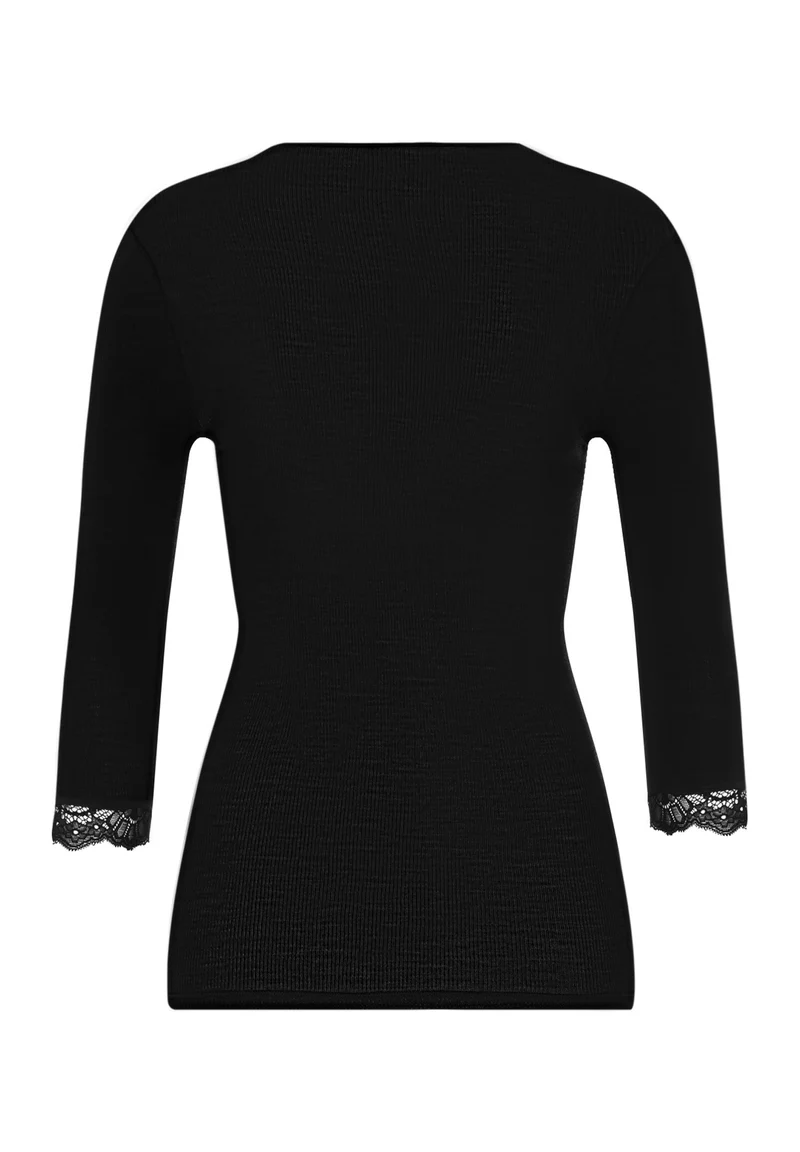 Woolen Lace 3/4 SLV Shirt | black 070769-070019