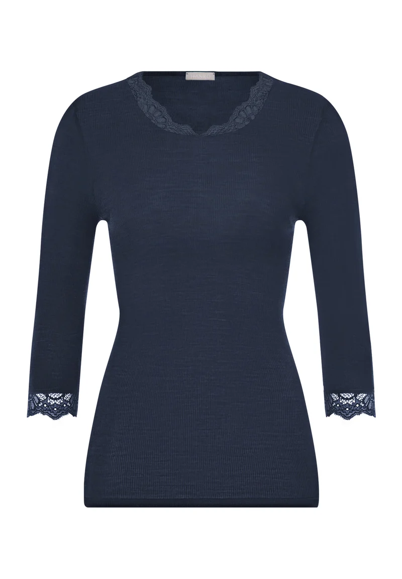 Woolen Lace 3/4 SLV Shirt | deep navy 070769-071610