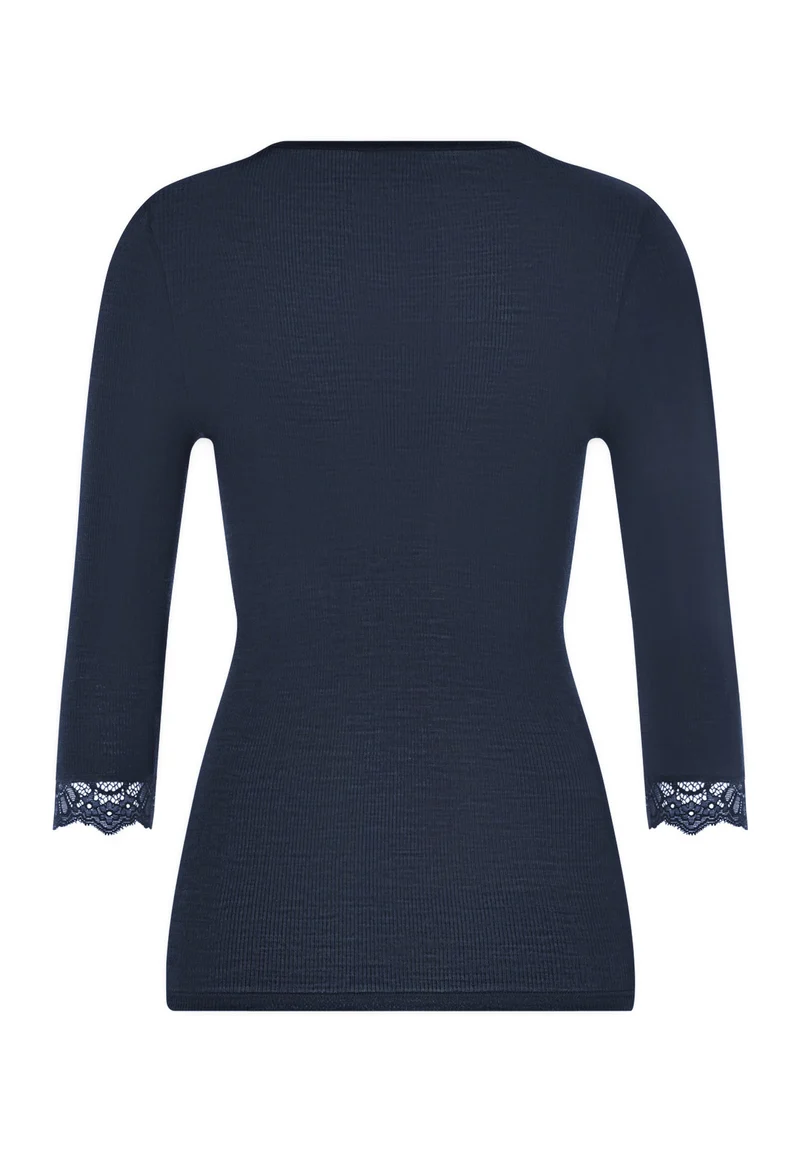 Woolen Lace 3/4 SLV Shirt | deep navy 070769-071610