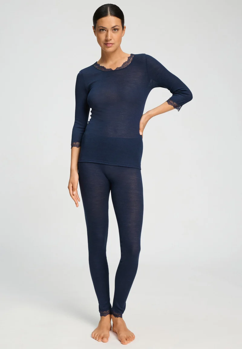 Woolen Lace 3/4 SLV Shirt | deep navy 070769-071610