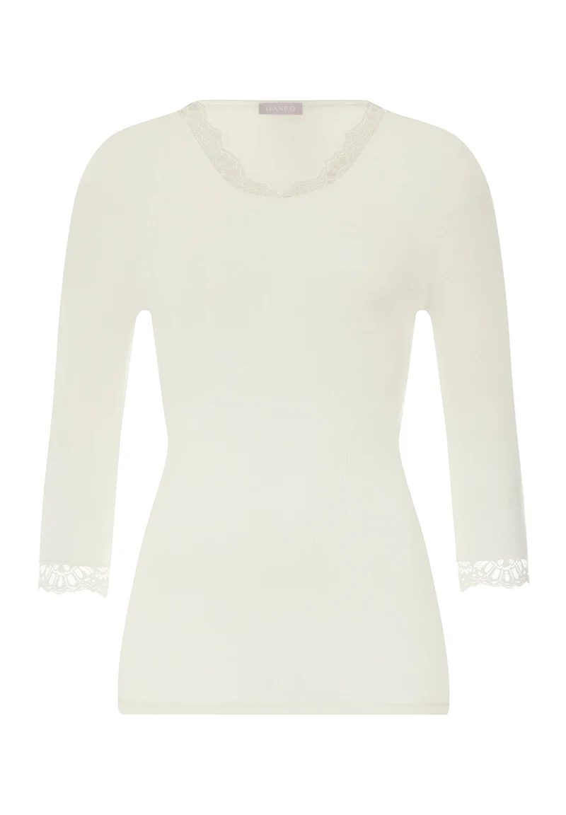 Woolen Lace 3/4 SLV Shirt | misty white 070769-072123