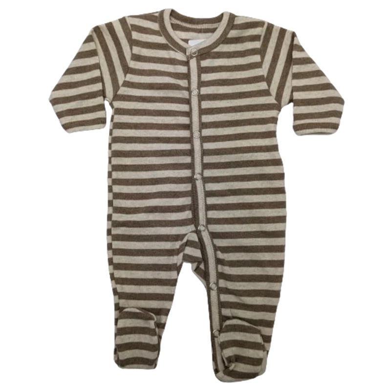 Joha Baumwollnachthemd mit Füßchen - Streifen - Beige/Creme