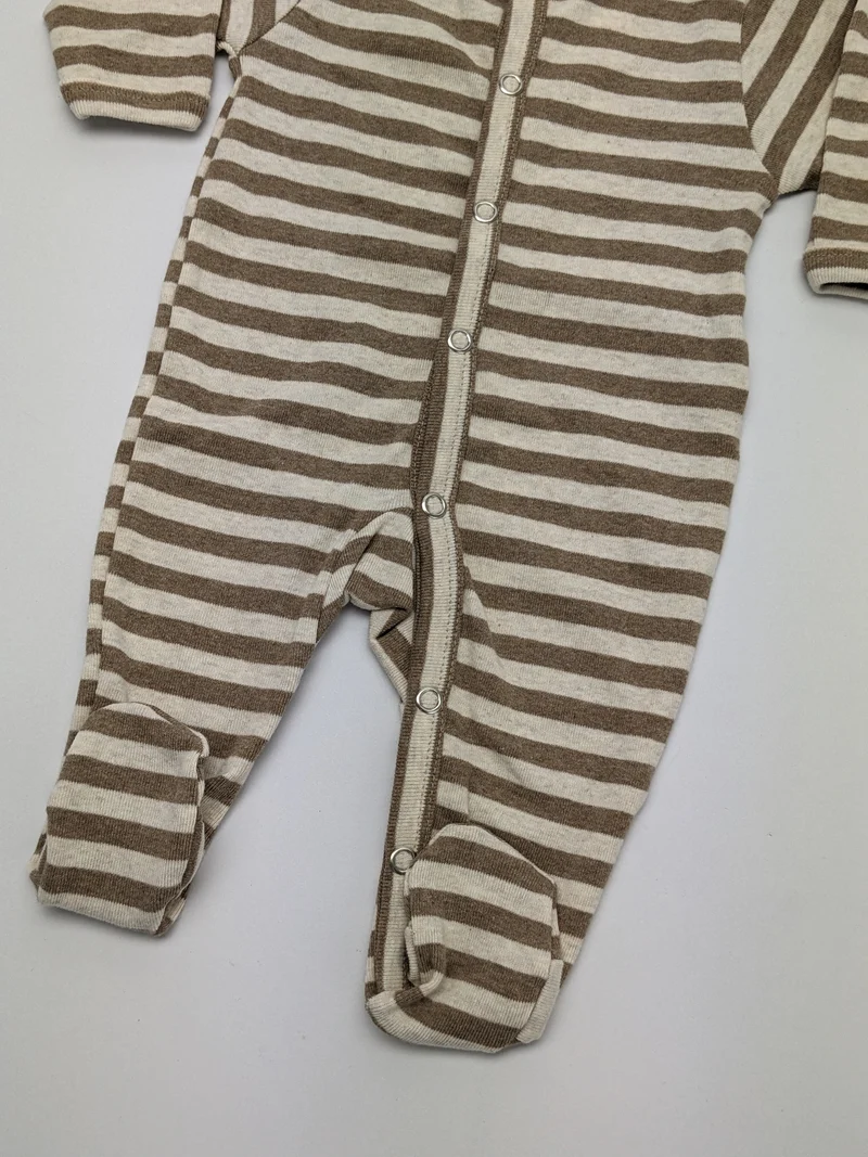 Joha Baumwollnachthemd mit Füßchen - Streifen - Beige/Creme