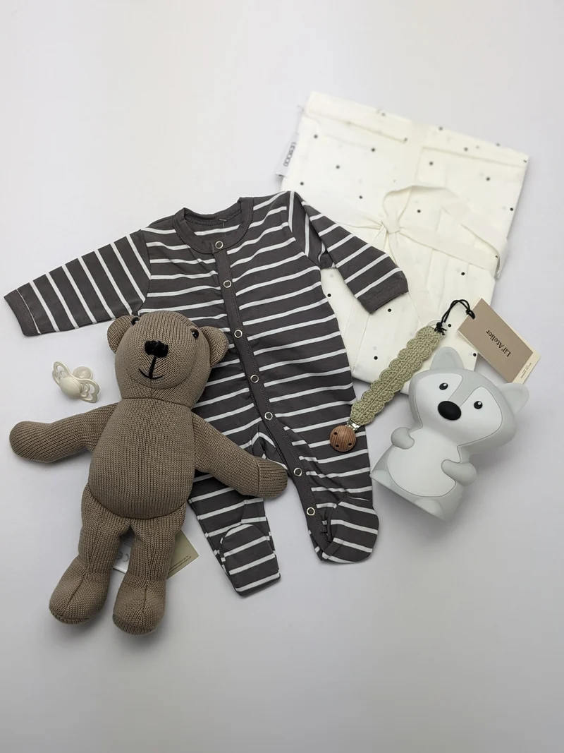 Joha Baumwollnachthemd mit Füßchen - Streifen - Beige/Creme
