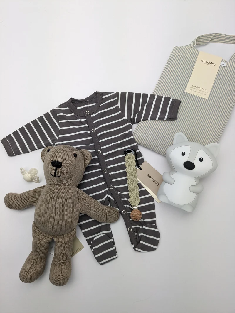 Joha Baumwollnachthemd mit Füßchen - Streifen - Beige/Creme
