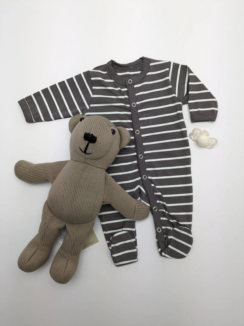 Joha Baumwollnachthemd mit Füßchen - Streifen - Beige/Creme