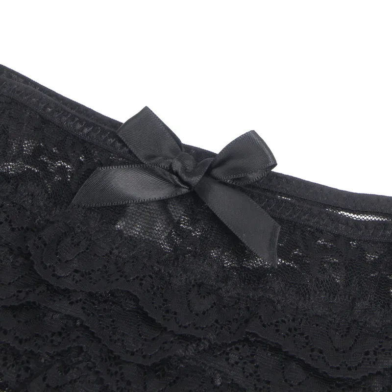 Sexy Schwarze Crotchless Spitze Panty, 88% Nylon, 12% Spandex – verführerisch & dehnbar