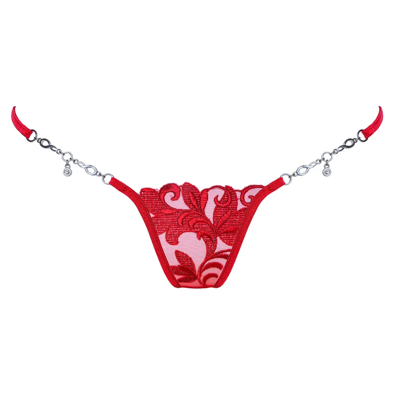 Love Story - Mini G-String mit Schmuck - Rot