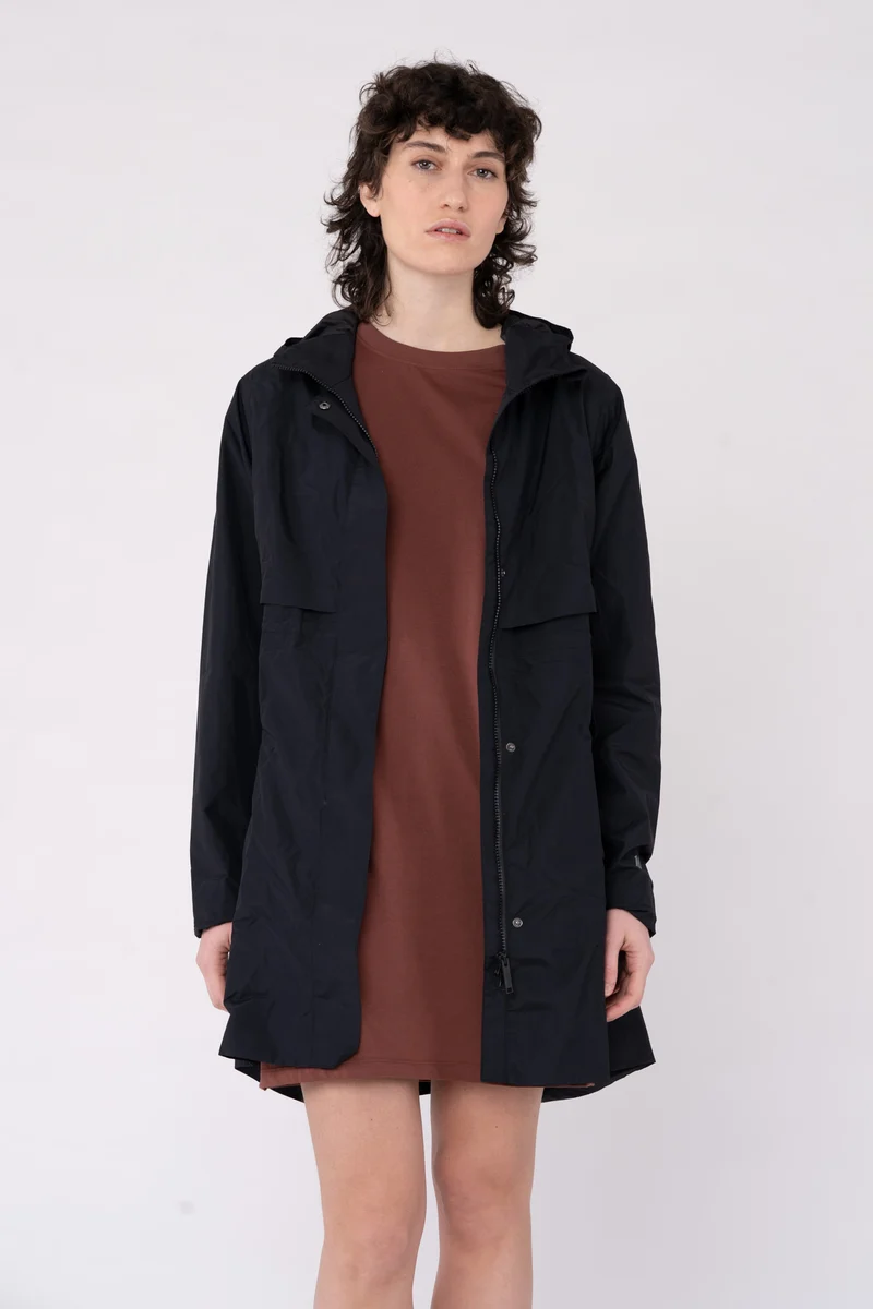 Lange Regenjacke aus recyceltem Polyester