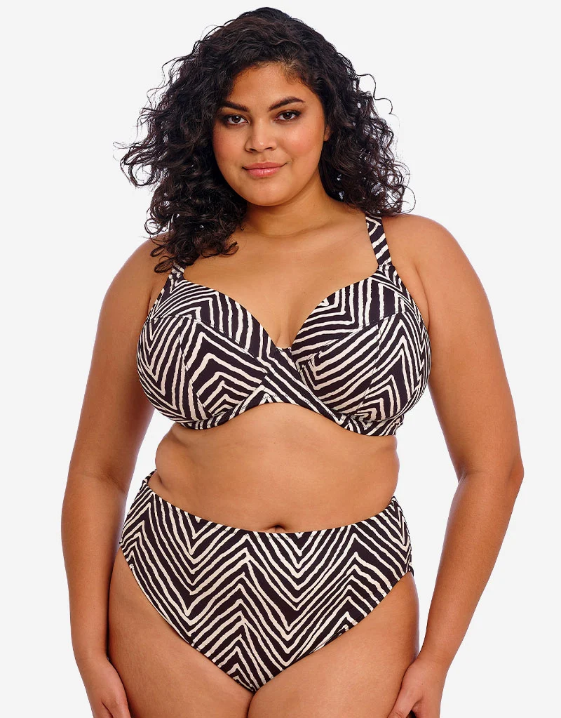 Elomi Fiji Falls Mid Rise Bikini Brief Black Stripe