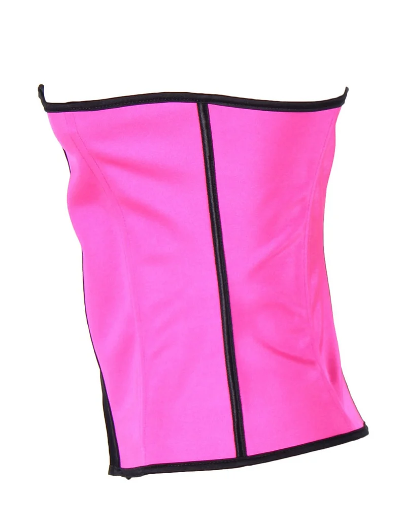 Rosa Latex-Korsett mit 4 Stahlstäben