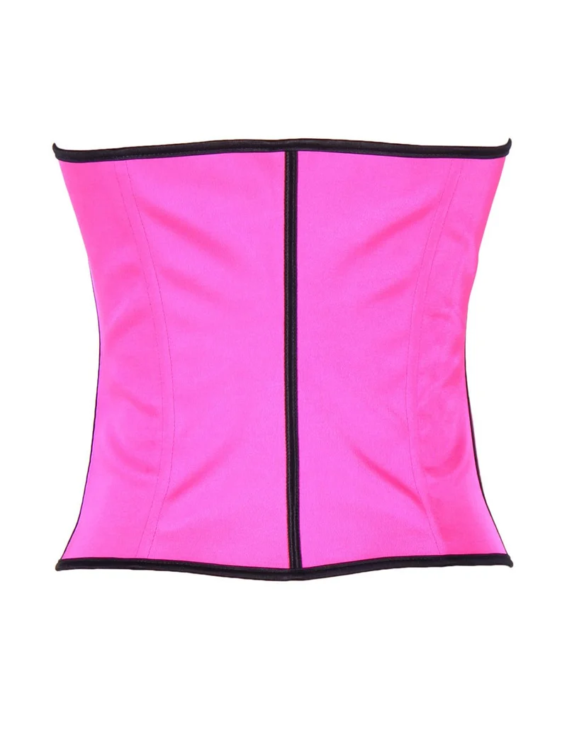 Rosa Latex-Korsett mit 4 Stahlstäben
