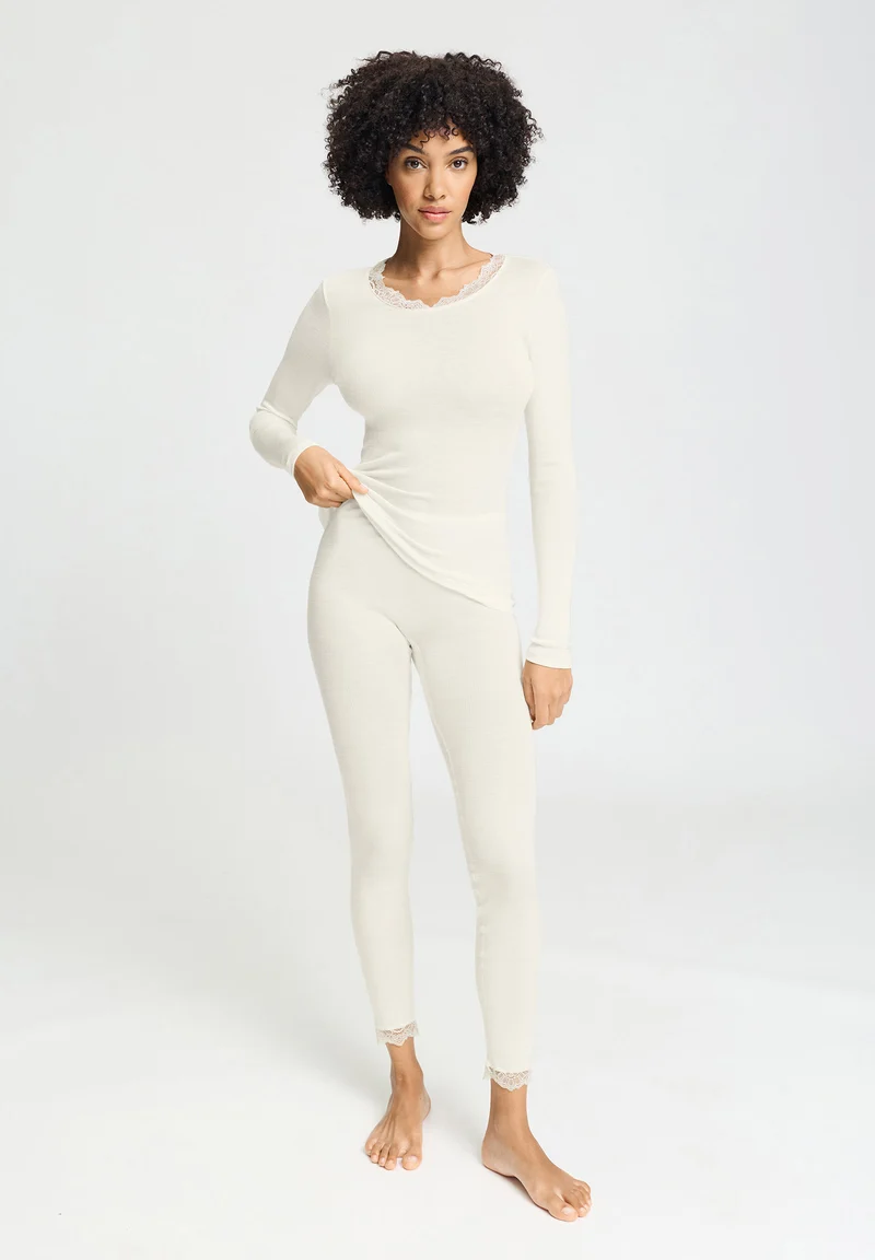 Woolen Lace L/SLV Shirt | misty white 070768-072123