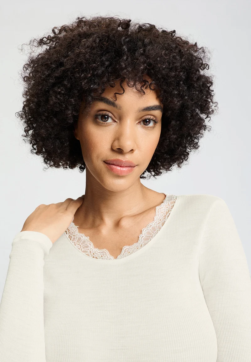 Woolen Lace L/SLV Shirt | misty white 070768-072123