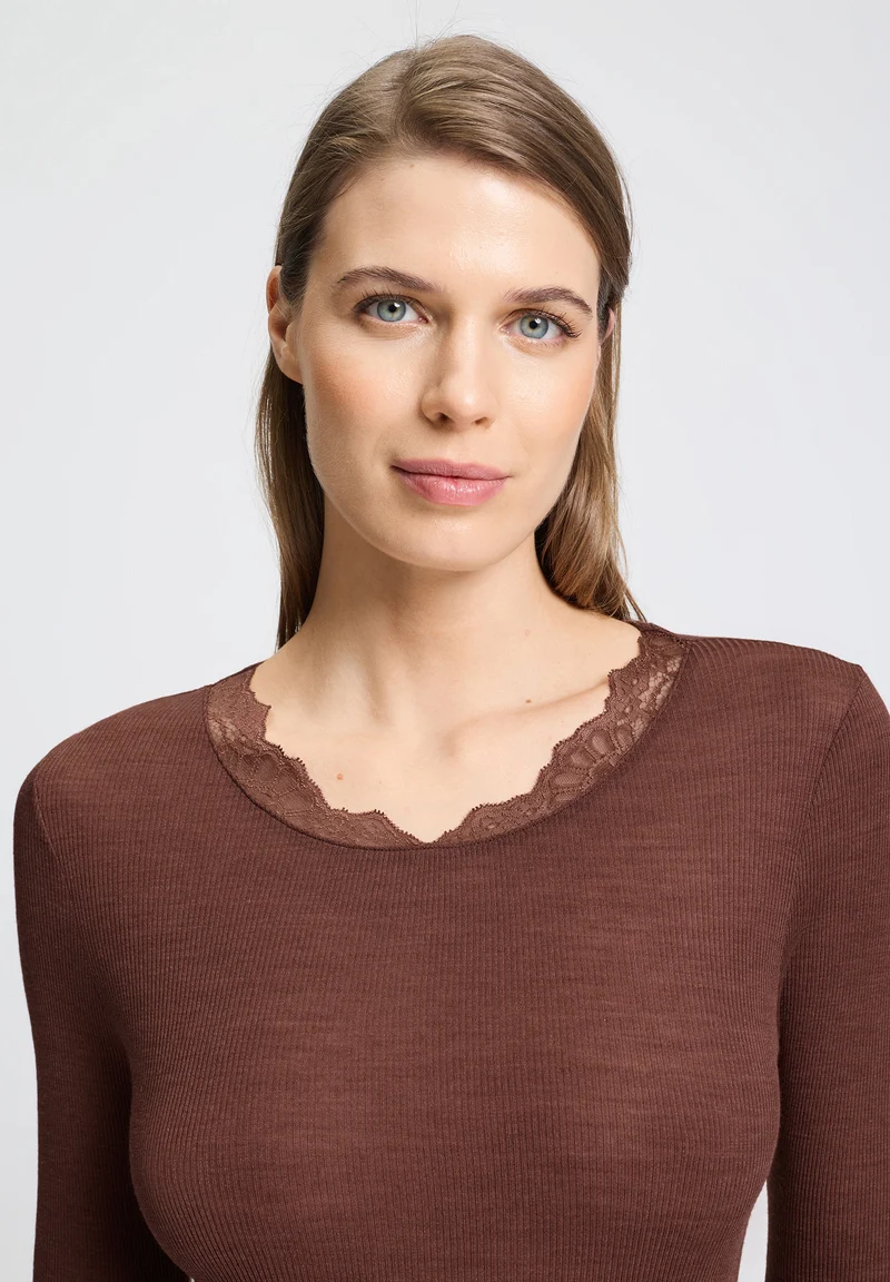 Woolen Lace L/SLV Shirt | cinnamon 070768-072790