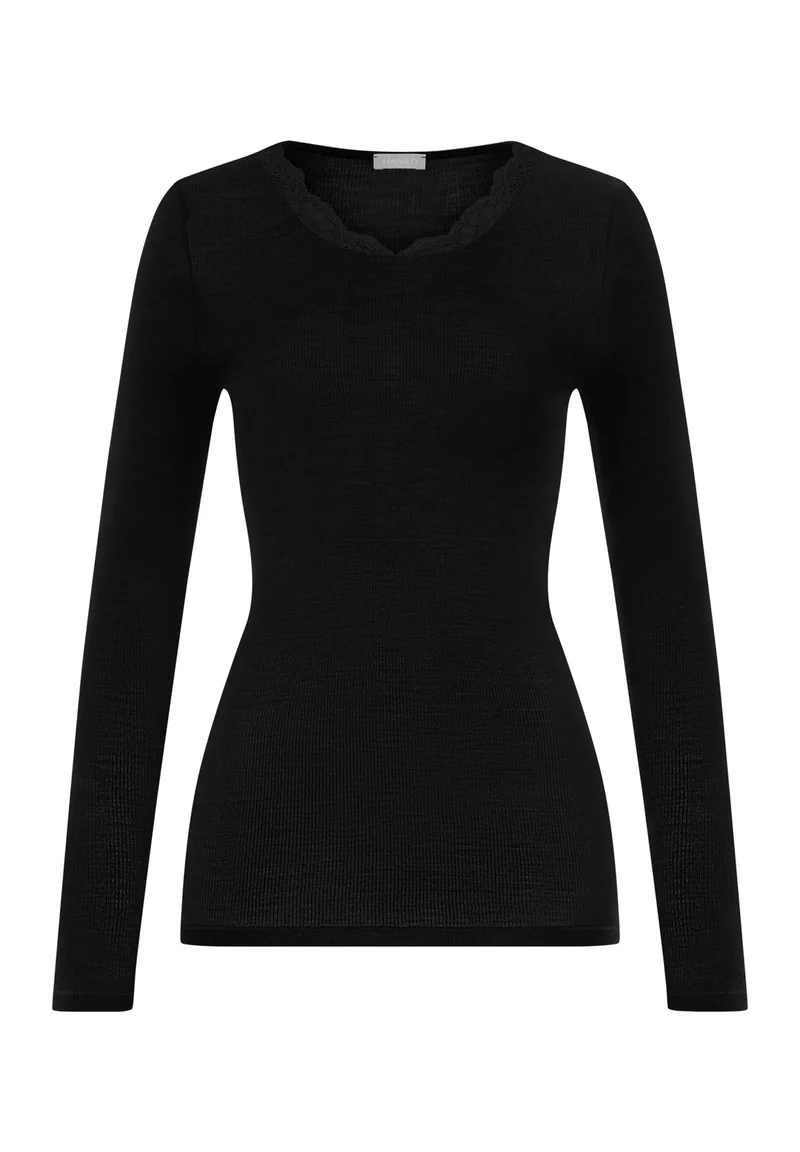 Woolen Lace L/SLV Shirt | black 070768-070019