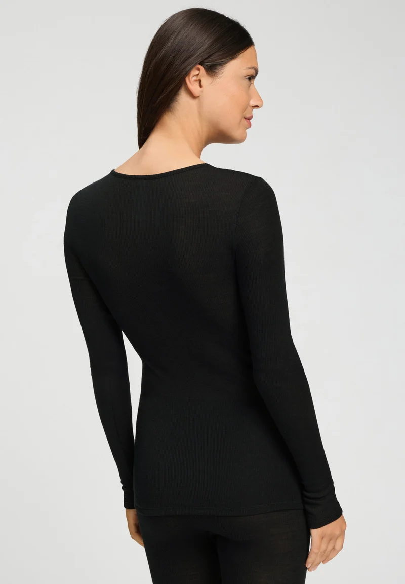 Woolen Lace L/SLV Shirt | black 070768-070019