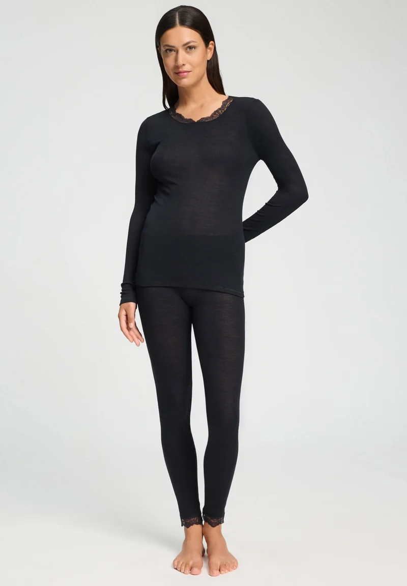 Woolen Lace L/SLV Shirt | black 070768-070019