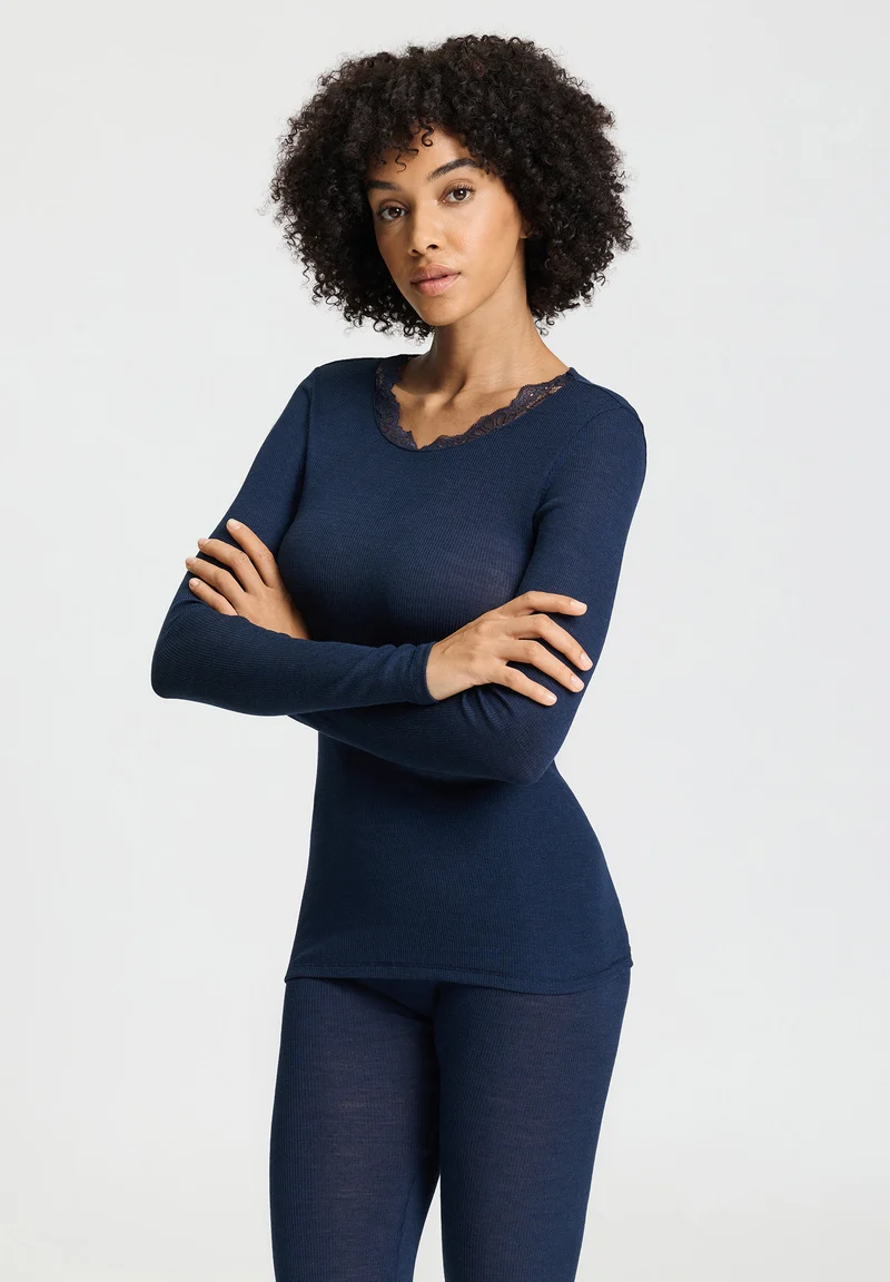 Woolen Lace L/SLV Shirt | deep navy 070768-071610