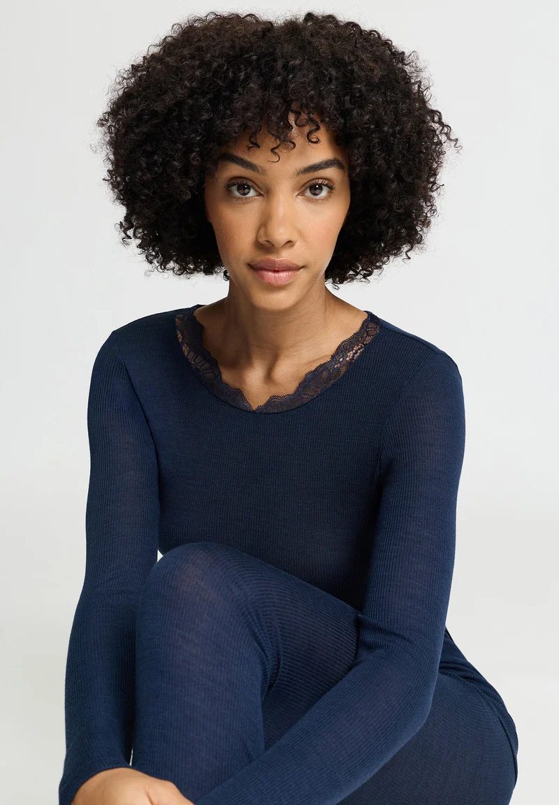 Woolen Lace L/SLV Shirt | deep navy 070768-071610