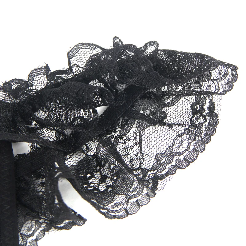 Sexy Schwarze Open-Crotch Spitze Panty, 88% Nylon, 12% Spandex, verführerisch