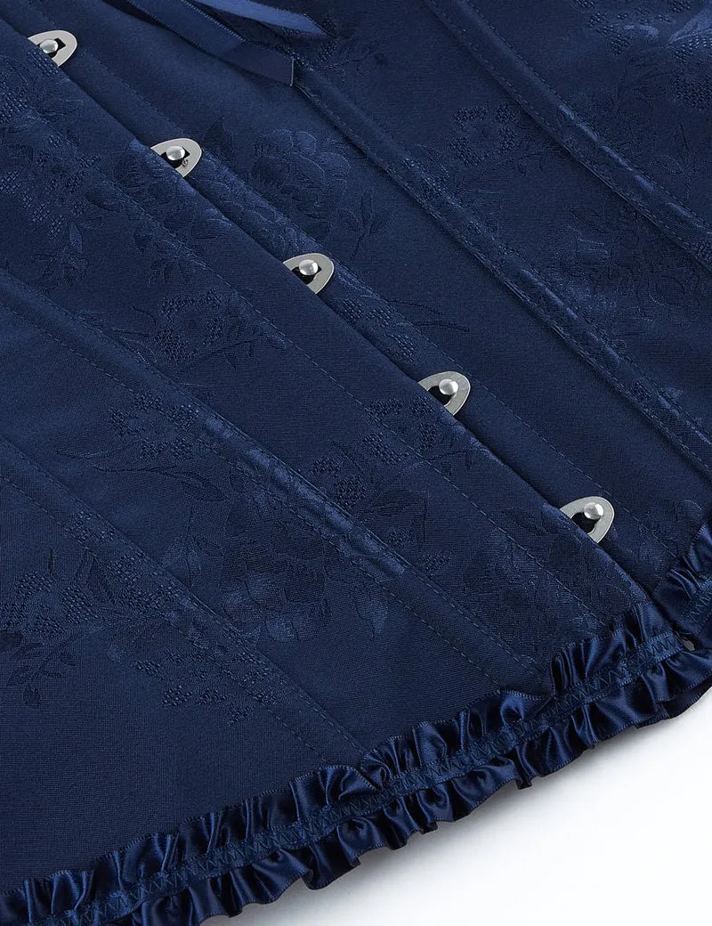 Blaues Schnürkorsett mit Stahlschnallen und Schleifendetail