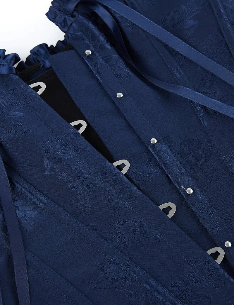 Blaues Schnürkorsett mit Stahlschnallen und Schleifendetail
