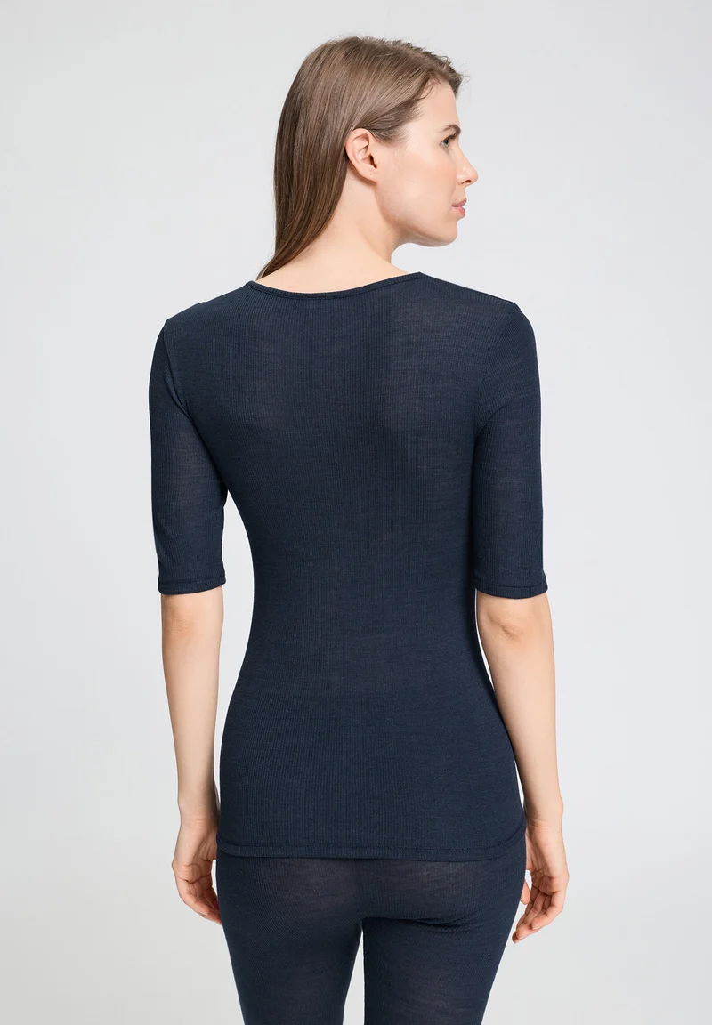 Woolen Lace S/SLV Shirt | deep navy 070767-071610