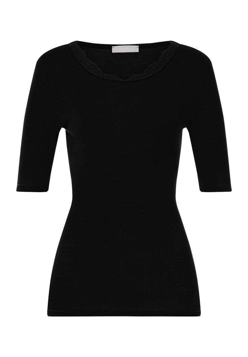 Woolen Lace S/SLV Shirt | black 070767-070019