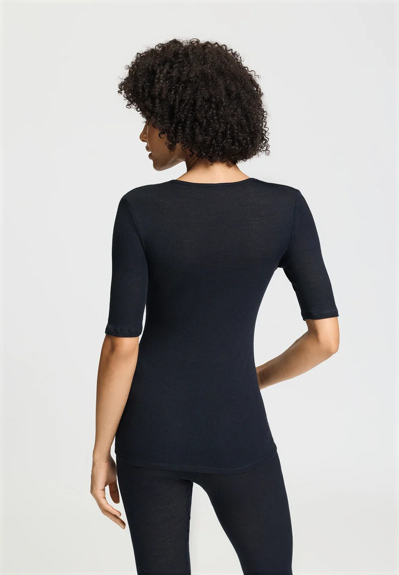Woolen Lace S/SLV Shirt | black 070767-070019