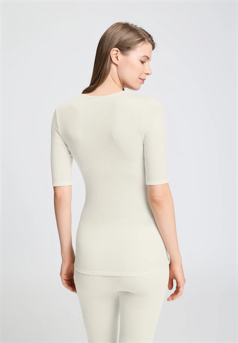 Woolen Lace S/SLV Shirt | misty white 070767-072123