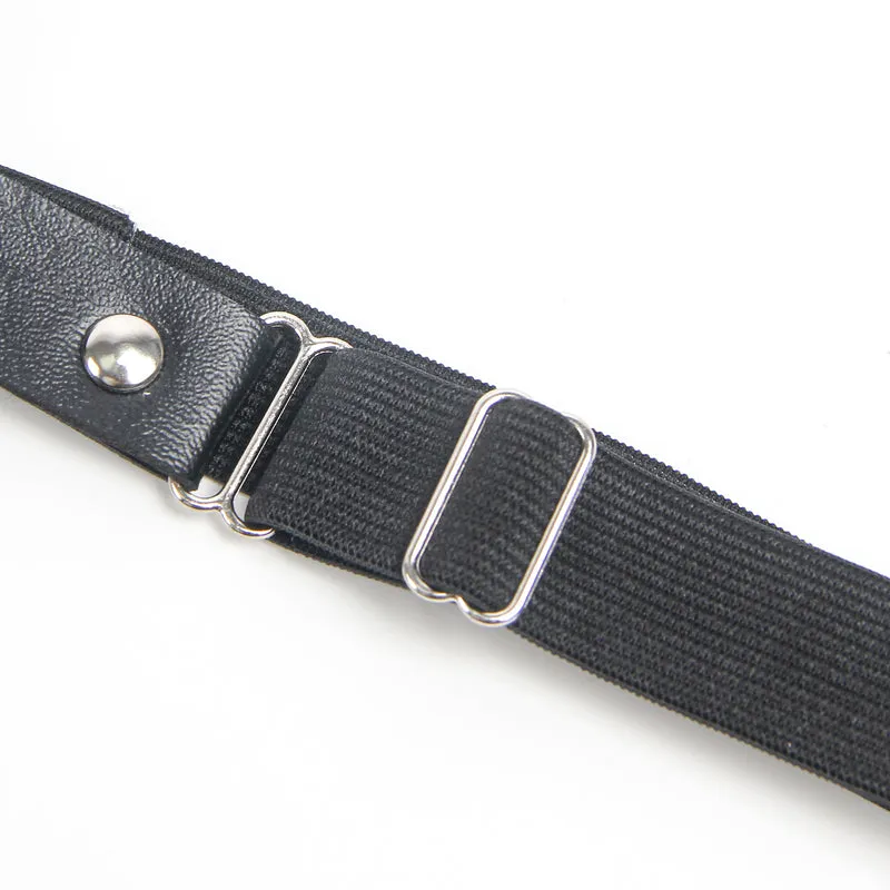 Schwarze PU Leder Beinschleifen mit Nieten & Schleife, verstellbar, Punk Garter Clips