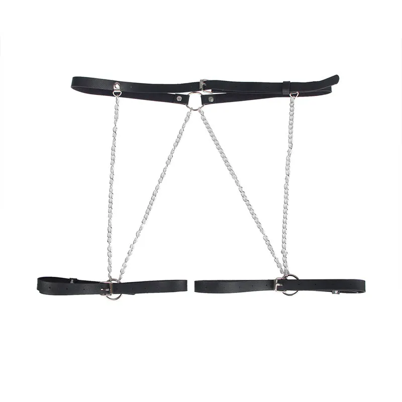 PU Leder Bondage Harness Slip mit Kette SM Panty Strap verstellbar