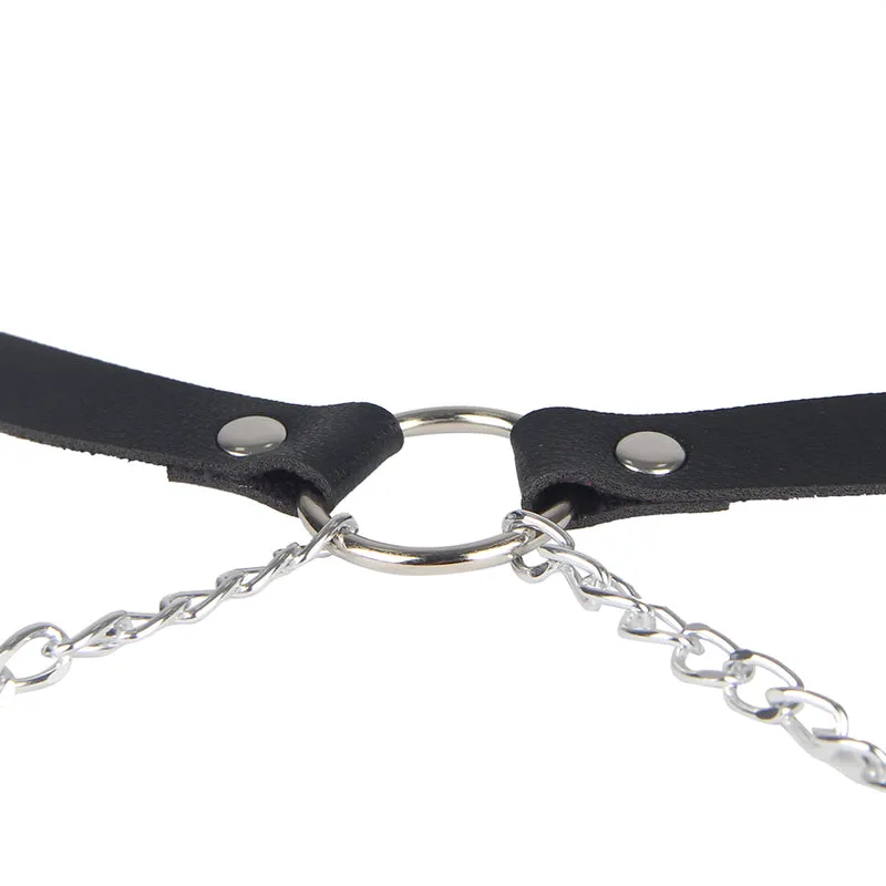 PU Leder Bondage Harness Slip mit Kette SM Panty Strap verstellbar