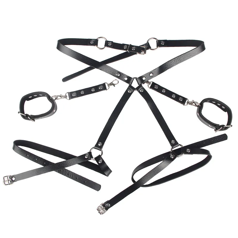 Sexy Bondage Gürtel Beinring PU Leder Kette Punk Strap verstellbar