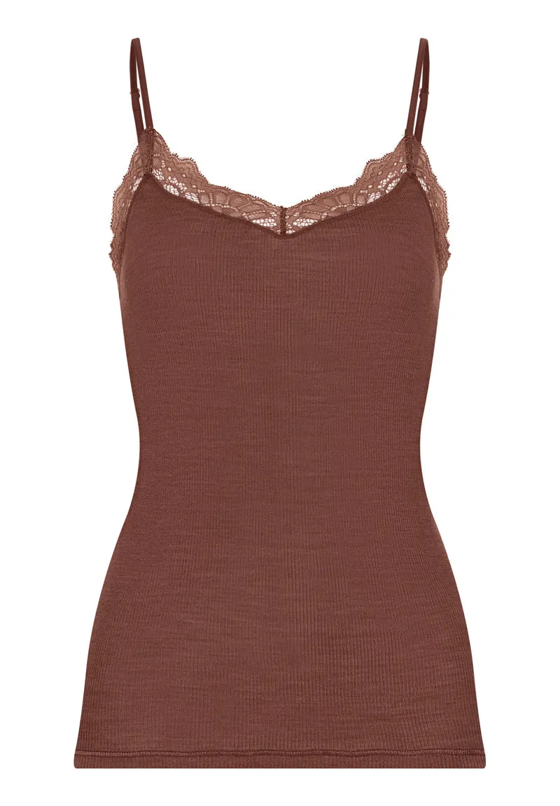 Woolen Lace Spaghetti Top | cinnamon 070765-072790