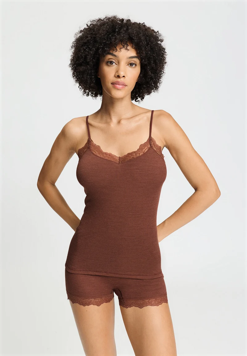 Woolen Lace Spaghetti Top | cinnamon 070765-072790