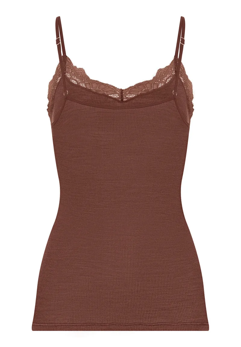 Woolen Lace Spaghetti Top | cinnamon 070765-072790