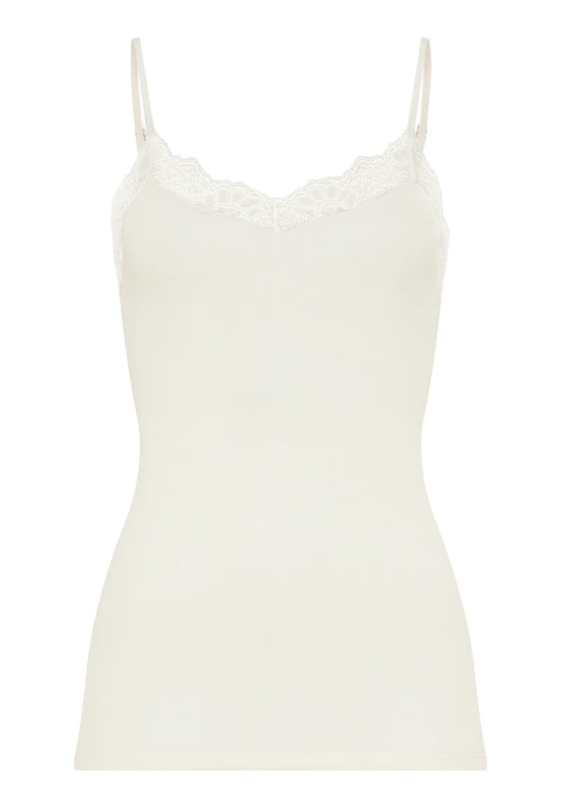Woolen Lace Spaghetti Top | misty white 070765-072123