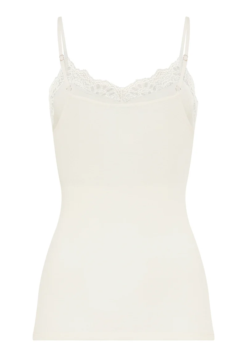 Woolen Lace Spaghetti Top | misty white 070765-072123